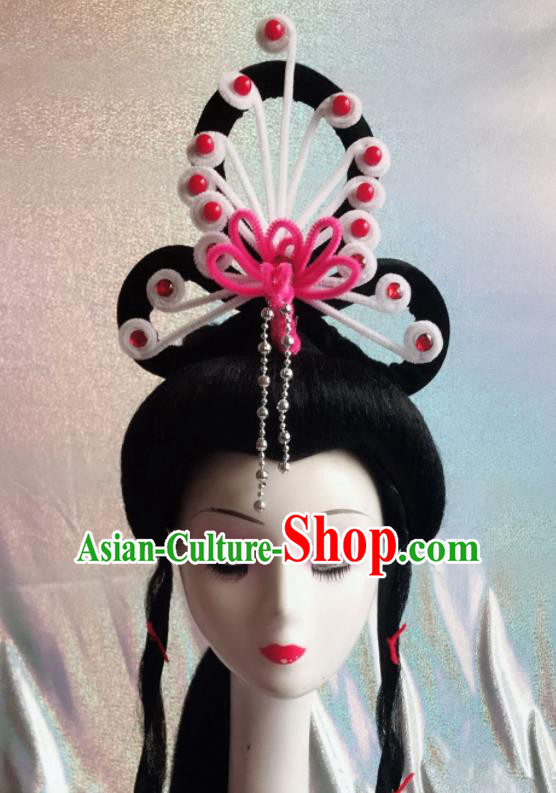 Chinese Traditional Beijing Opera Peri White Phoenix Hairpins Peking Opera Diva Hair Accessories for Women