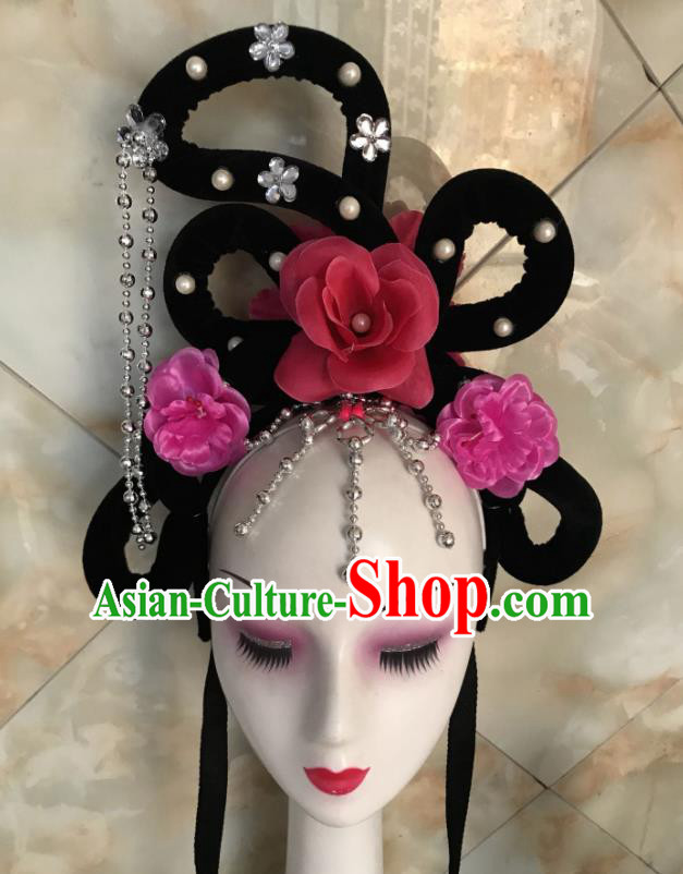 Chinese Traditional Beijing Opera Court Maid Wigs Sheath Peking Opera Princess Hair Accessories for Women