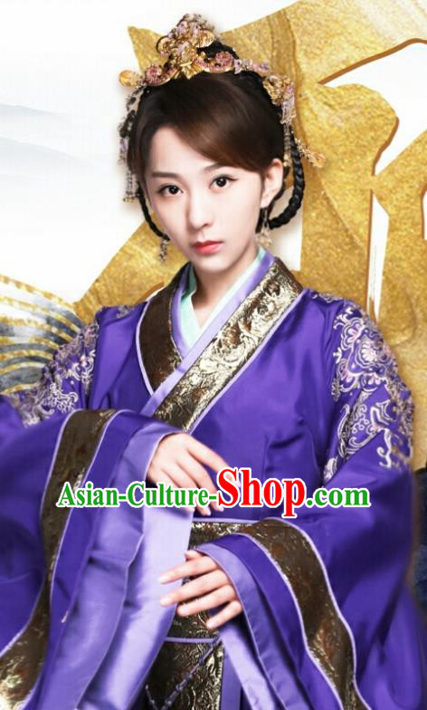 Drama Queen Dugu Chinese Northern Zhou Dynasty Princess Hanfu Dress Ancient Historical Costume and Headpiece for Women