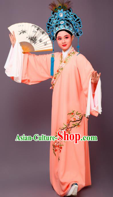 Chinese Traditional Peking Opera Niche Embroidered Cherrim Orange Robe Beijing Opera Scholar Costume for Men