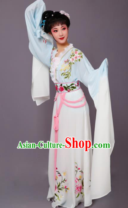 Chinese Traditional Peking Opera Nobility Lady Blue Dress Beijing Opera Hua Dan Costume for Women