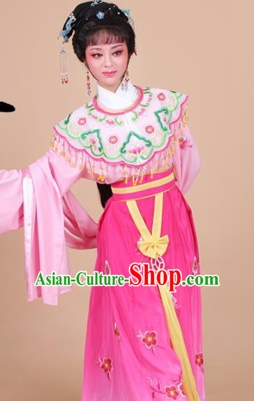 Chinese Traditional Shaoxing Opera Peri Princess Rosy Embroidered Dress Beijing Opera Hua Dan Costume for Women