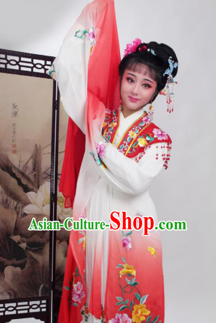 Chinese Traditional Huangmei Opera Embroidered Red Dress Beijing Opera Hua Dan Costume for Women