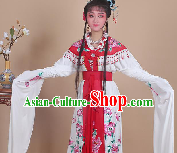 Chinese Traditional Shaoxing Opera Nobility Lady Embroidered Red Dress Beijing Opera Hua Dan Costume for Women