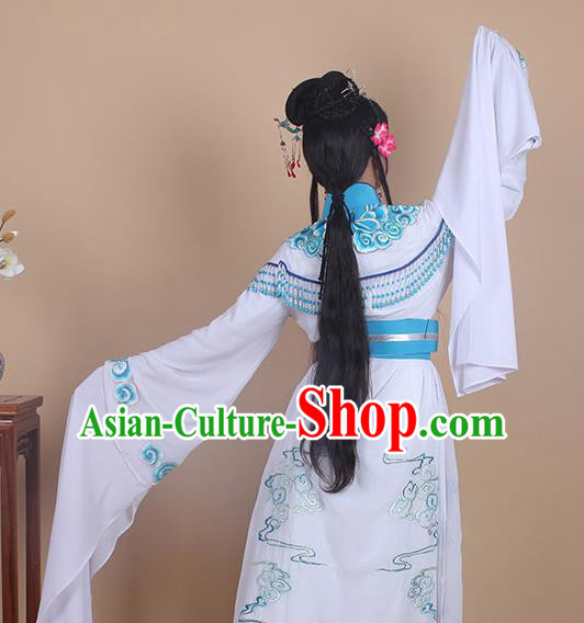 Chinese Traditional Shaoxing Opera Peri Embroidered Blue Dress Beijing Opera Princess Hua Dan Costume for Women