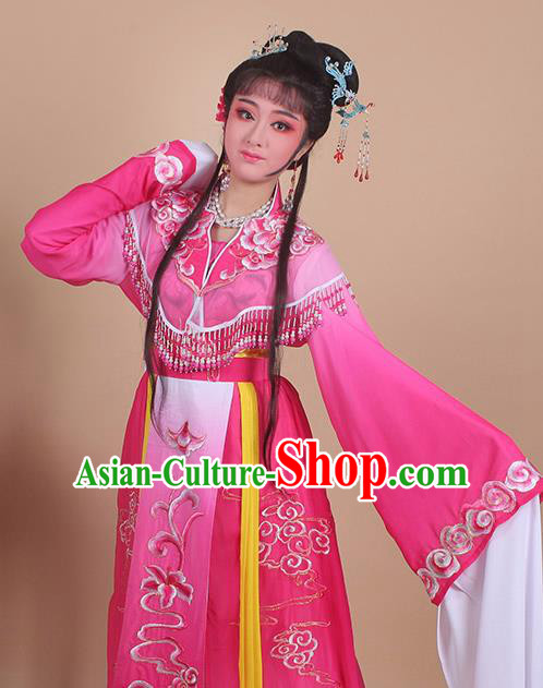 Chinese Traditional Shaoxing Opera Peri Embroidered Rosy Dress Beijing Opera Princess Hua Dan Costume for Women