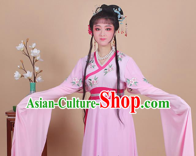 Chinese Traditional Shaoxing Opera Maidservants Embroidered Pink Dress Beijing Opera Young Lady Hua Dan Costume for Women