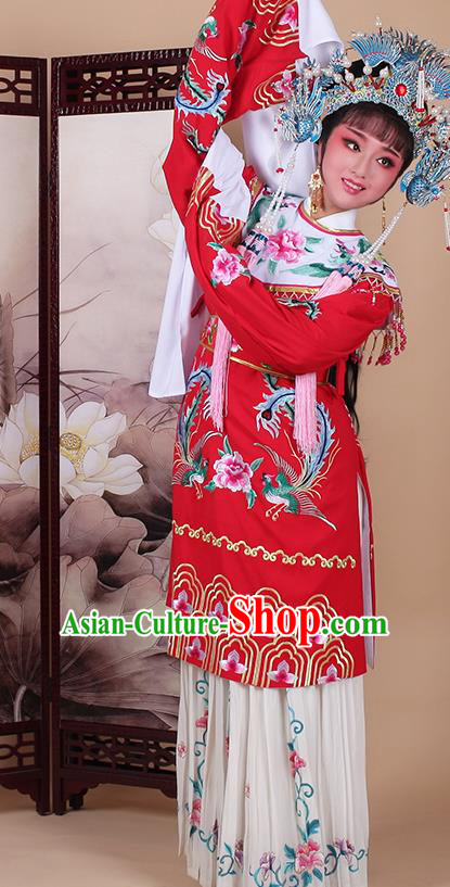 Chinese Traditional Shaoxing Opera Imperial Consort Embroidered Red Dress Beijing Opera Hua Dan Costume for Women