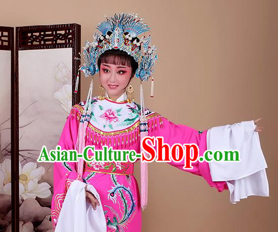 Chinese Traditional Shaoxing Opera Imperial Consort Embroidered Rosy Dress Beijing Opera Hua Dan Costume for Women