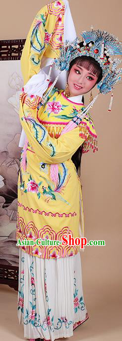 Chinese Traditional Shaoxing Opera Imperial Consort Embroidered Yellow Dress Beijing Opera Hua Dan Costume for Women