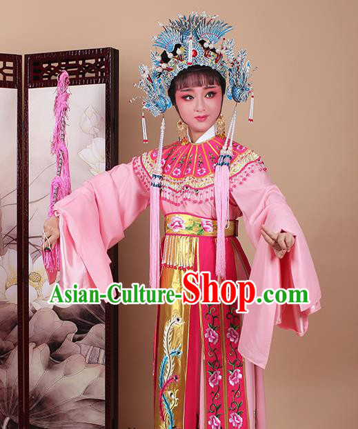 Chinese Traditional Shaoxing Opera Princess Pink Dress Beijing Opera Hua Dan Embroidered Costume for Women