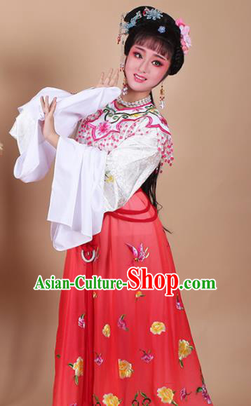 Chinese Traditional Shaoxing Opera Zhu Yingtai Red Dress Beijing Opera Hua Dan Embroidered Costume for Women