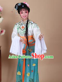 Chinese Traditional Shaoxing Opera Zhu Yingtai Green Dress Beijing Opera Hua Dan Embroidered Costume for Women