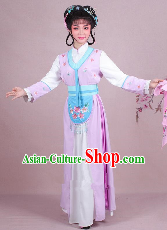 Chinese Traditional Shaoxing Opera Maidservants Embroidered Violet Dress Beijing Opera Young Lady Costume for Women