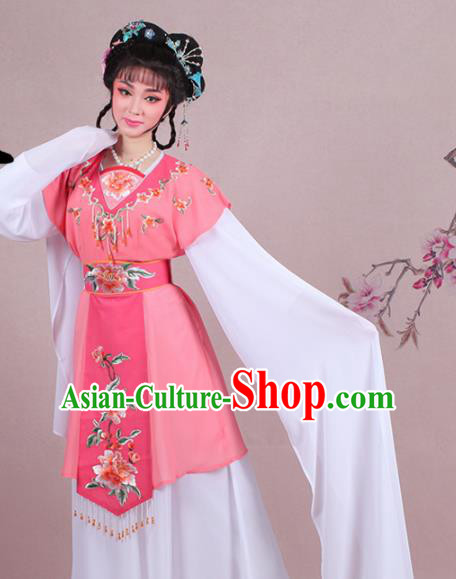Chinese Traditional Shaoxing Opera Court Maid Embroidered Rosy Dress Beijing Opera Maidservants Costume for Women
