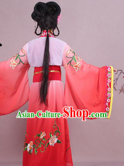 Chinese Traditional Shaoxing Opera Palace Lady Embroidered Red Dress Beijing Opera Princess Costume for Women