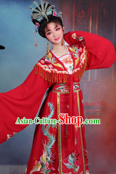 Chinese Traditional Shaoxing Opera Princess Peri Embroidered Red Dress Beijing Opera Hua Dan Costume for Women