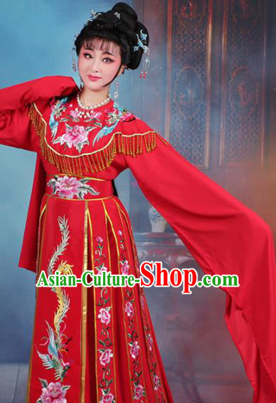 Chinese Traditional Shaoxing Opera Court Princess Embroidered Red Dress Beijing Opera Hua Dan Costume for Women