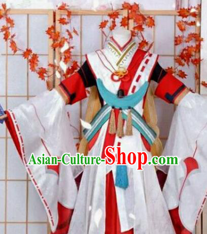 Chinese Traditional Cosplay White Hanfu Dress Ancient Swordswoman Costume for Women