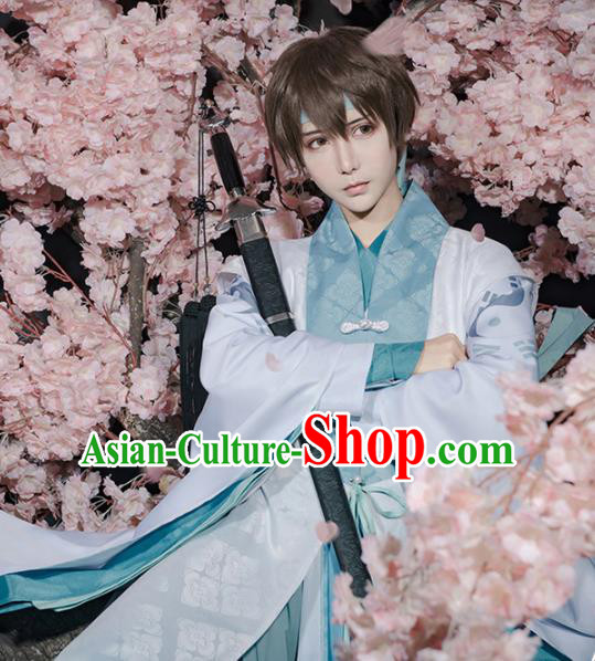 Chinese Traditional Ancient Swordsman Costume Cosplay Taoist Priest Clothing for Men