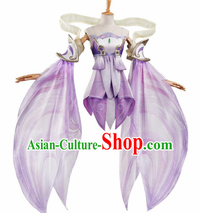 Chinese Traditional Cosplay Purple Hanfu Dress Ancient Halloween Swordswoman Costume for Women