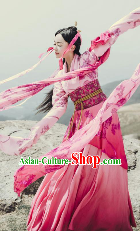 Chinese Ancient Dancer Hanfu Dress The Lengend of Haolan Warring States Period Palace Lady Historical Costume and Headpiece for Women