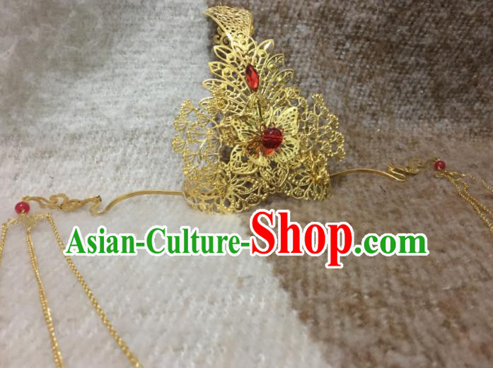 Chinese Traditional Hanfu Hair Accessories Ancient Prince Golden Hair Crown for Men