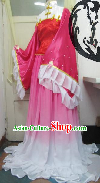 Chinese Traditional Cosplay Costume Ancient Peri Pink Hanfu Dress for Women