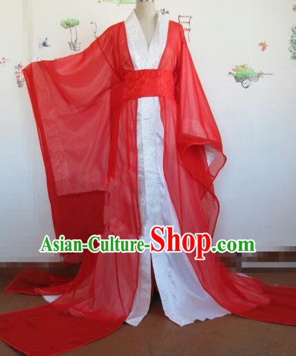Chinese Traditional Cosplay Royal Highness Wedding Costume Ancient Swordsman Red Hanfu Clothing for Men