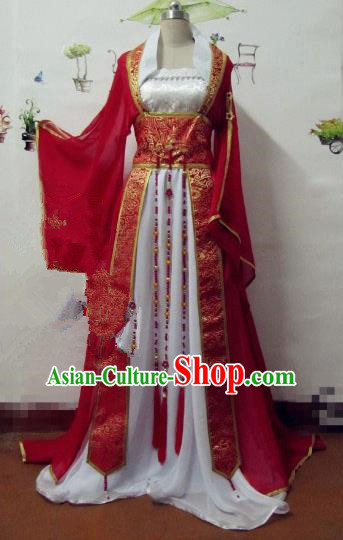 Chinese Traditional Cosplay Princess Wedding Costume Ancient Peri Red Hanfu Dress for Women