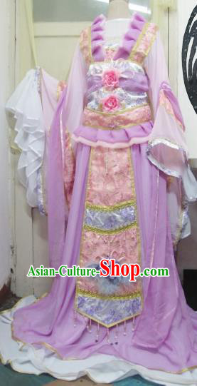 Chinese Traditional Cosplay Princess Wedding Costume Ancient Peri Purple Hanfu Dress for Women