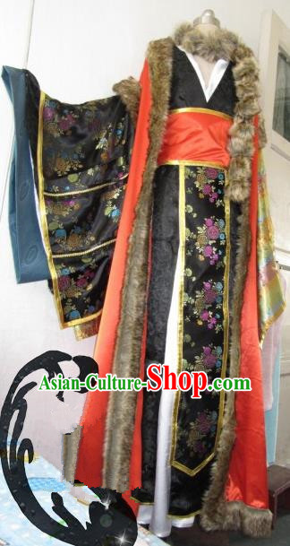 Chinese Traditional Cosplay Queen Black Costume Ancient Swordswoman Palace Lady Hanfu Dress for Women