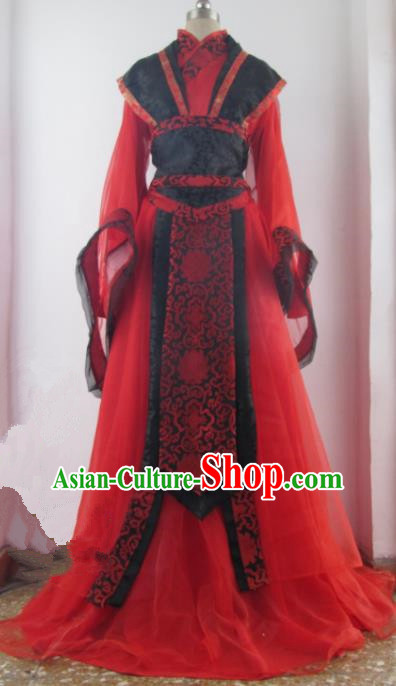 Chinese Traditional Cosplay Prince Wedding Costume Ancient Swordsman Red Hanfu Clothing for Men