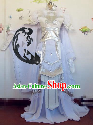 Chinese Traditional Cosplay Princess Wedding Costume Ancient Peri White Hanfu Dress for Women