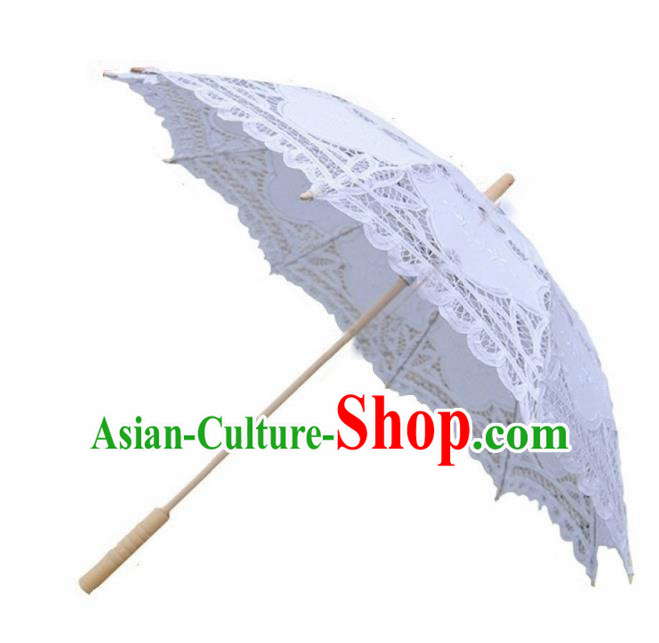 Chinese Traditional Photography Prop White Lace Umbrella Handmade Umbrellas
