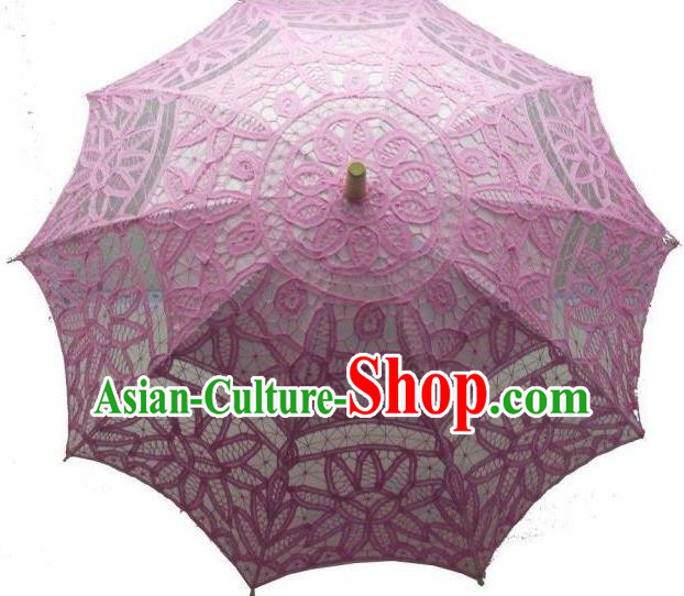 Chinese Traditional Pink Lace Umbrella Photography Prop Handmade Umbrellas