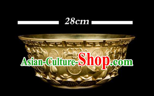Chinese Traditional Feng Shui Items Taoism Bronze Treasure Bowl Bagua Decoration