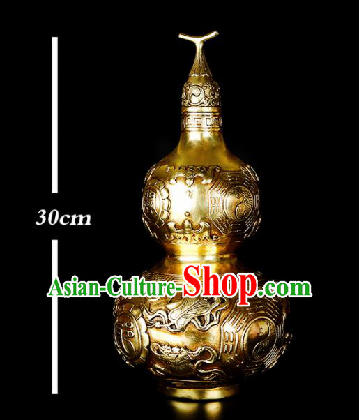 Chinese Traditional Feng Shui Calabash Items Taoism Bagua Brass Cucurbit Decoration
