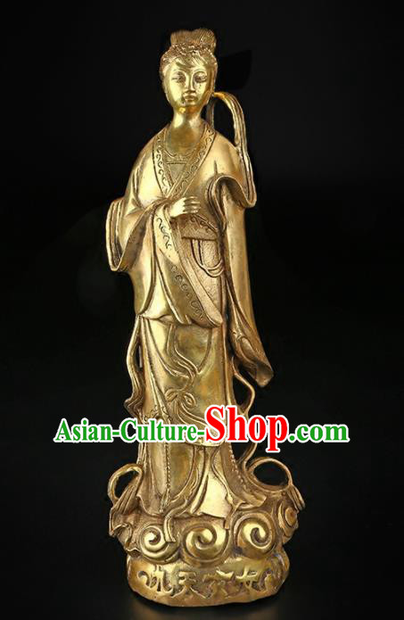 Chinese Traditional Feng Shui Items Buddhism Brass Peri Goddess Statue Decoration