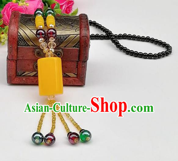Chinese Traditional Ethnic Jewelry Accessories Beeswax Tassel Necklace for Women