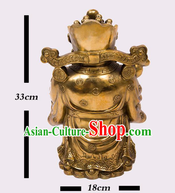 Chinese Traditional Feng Shui Items Bagua Decoration Wealth God Brass Statue