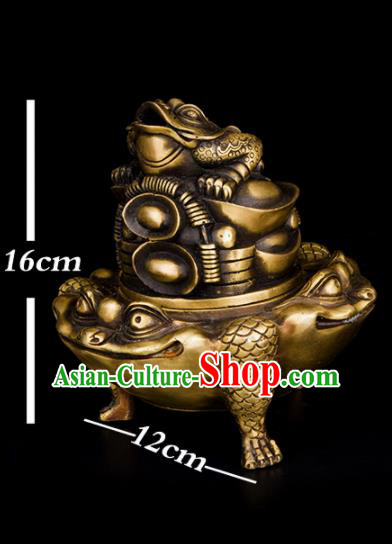 Chinese Traditional Taoism Brass Toad Incense Burner Feng Shui Items Bagua Censer Decoration