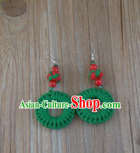Chinese Traditional Ethnic Jewelry Accessories Green Earrings for Women