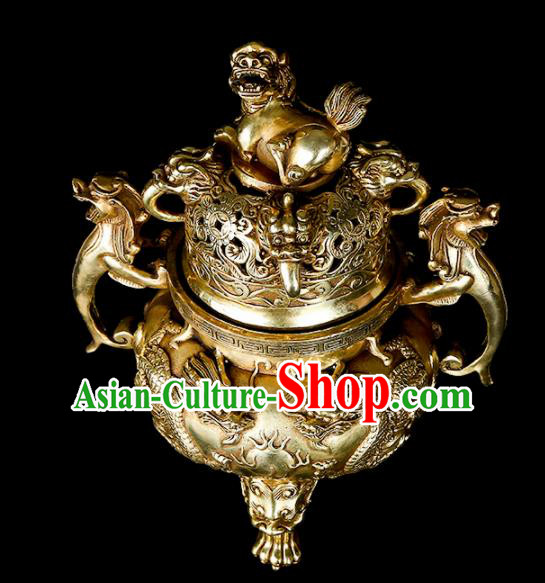 Chinese Traditional Taoism Bagua Brass Incense Burner Feng Shui Items Censer Decoration