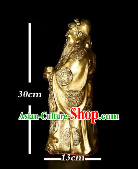 Chinese Traditional Feng Shui Items Taoism Bagua Decoration Wealth God Brass Statue