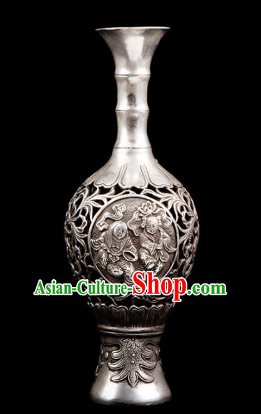 Chinese Traditional Feng Shui Items Taoism Bagua Cupronickel Carving Vase Decoration