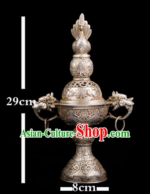 Chinese Traditional Taoism Bagua Cupronickel Bird Incense Burner Feng Shui Items Censer Decoration