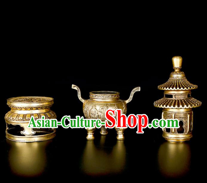 Chinese Traditional Taoism Bagua Brass Tower Incense Burner Feng Shui Items Censer Decoration