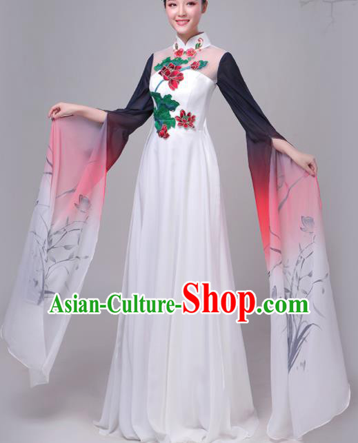 Chinese Traditional Lotus Dance Costume Classical Dance Group Dance Dress for Women