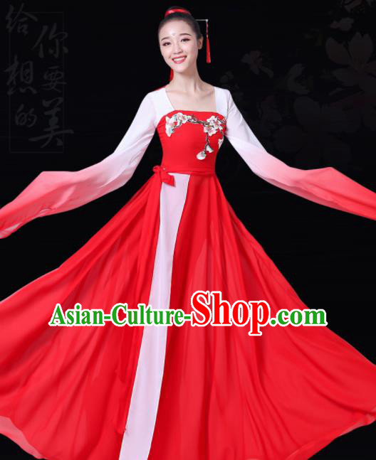 Chinese Traditional Lotus Dance Red Costume Classical Dance Group Dance Dress for Women